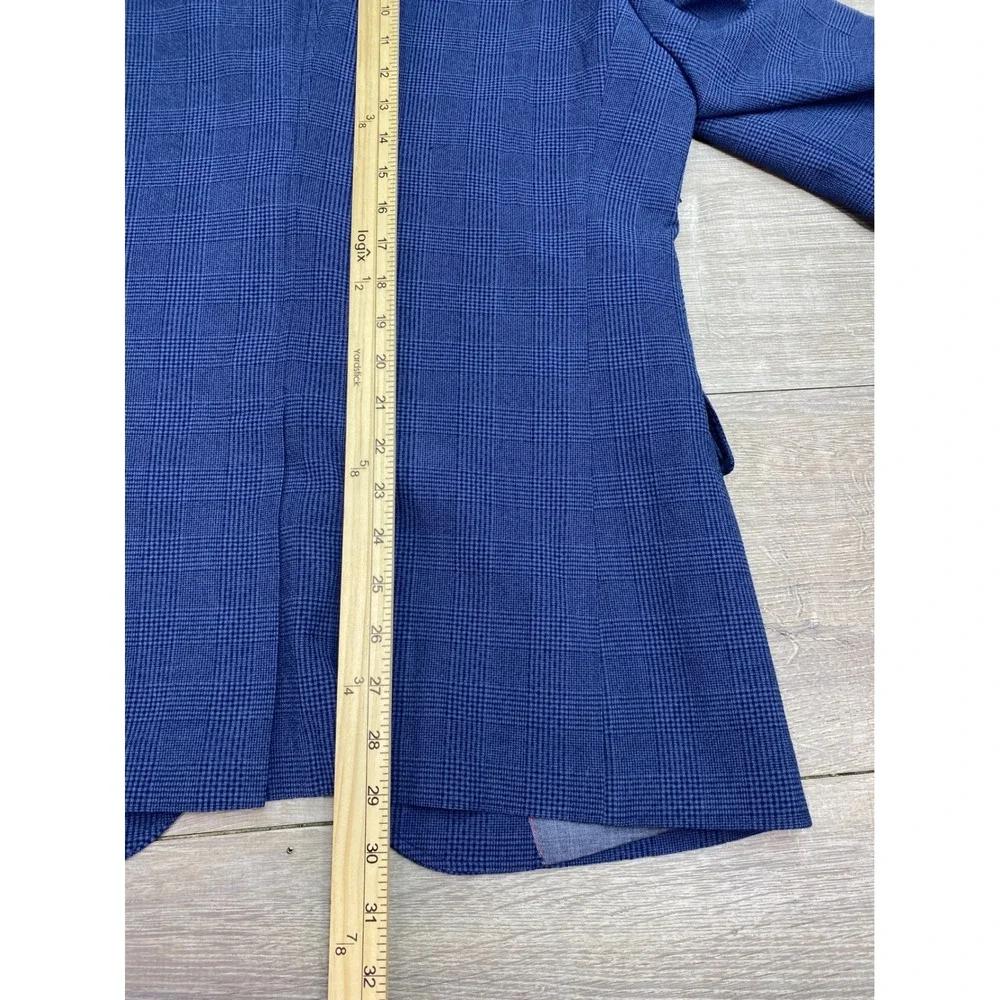 Lucky Brand Blazer Slim Fit Men 40R Blue Glen Plaid Sport Coat Two Button Jacket